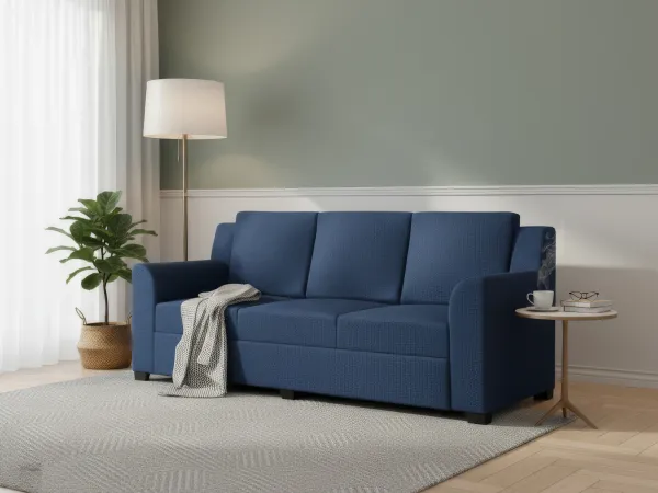 Hugo Upholstered 3 Seater Sofa in Blue Color
